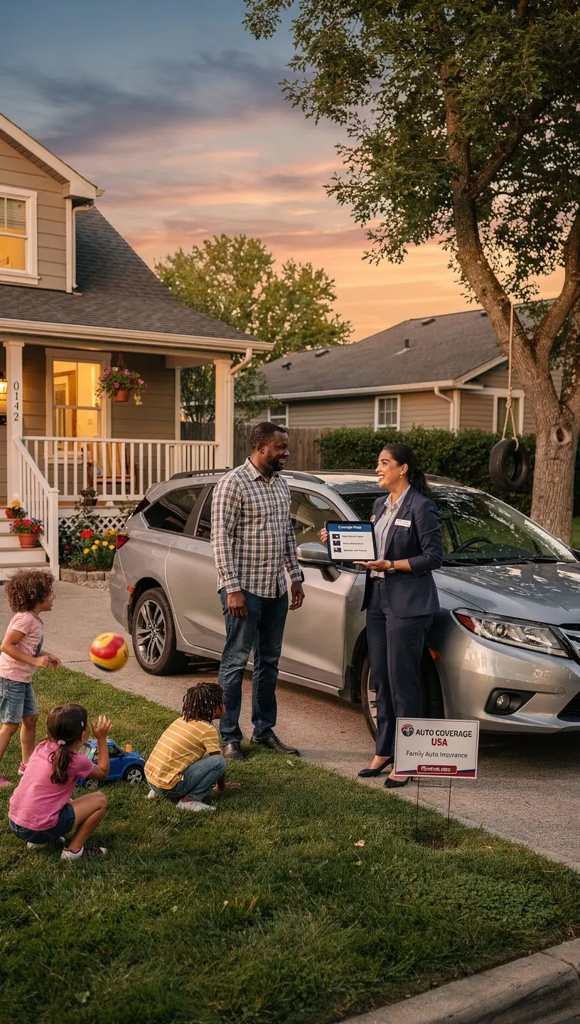 Изображение автомобиля на трассе с логотипом страховой компании и контактной информацией.